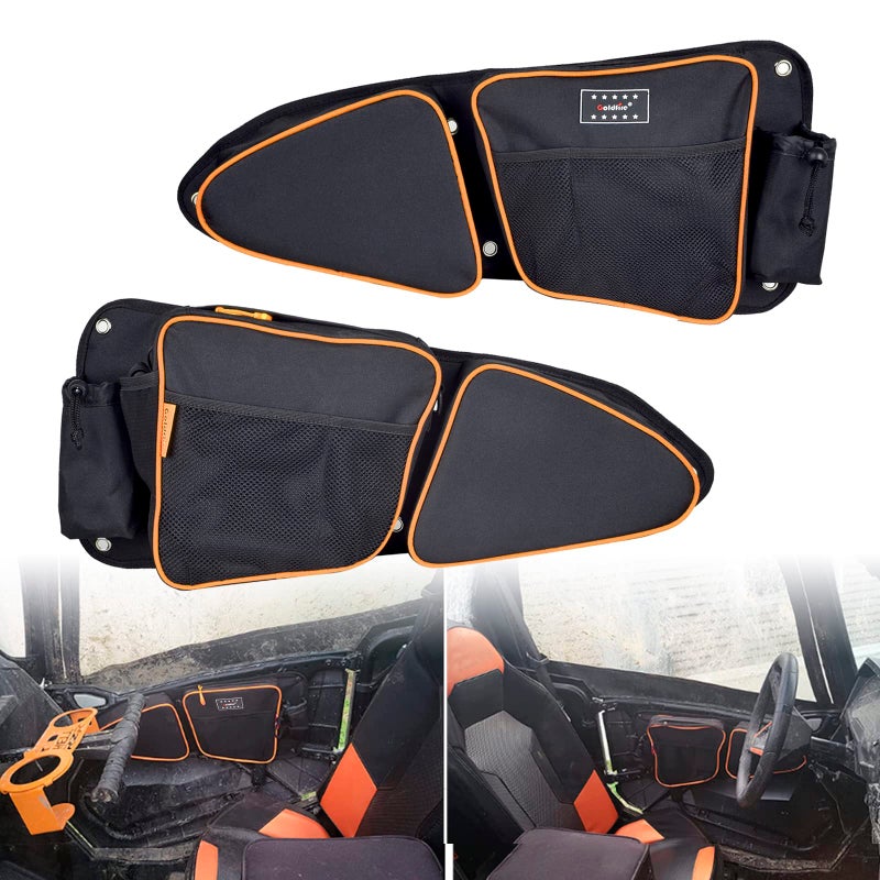 Goldfire RZR XP 1000 Accessories,UTV Door Gear Bags XP Front Door Bags SXS Storage Tool Bag Set w/Knee Pad For 2014-2020 Polaris RZR XP Turbo Turbo S 1000 S900 Accessories(Orange Piping) - Image 1